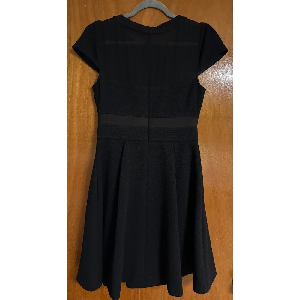 Karen Millen Black Textured Mesh Panel Fit & Flare Dress DS171 US 8